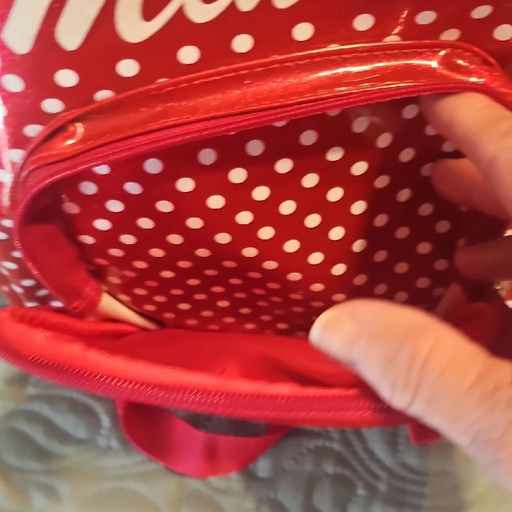 Disney Parks Minnie Mouse Mini Backpack w/ Glossy Red Metallic Finish